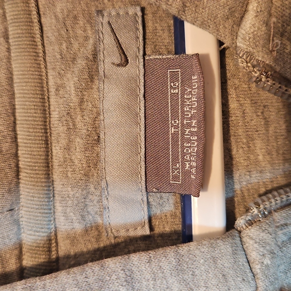 Nike Vintage 2000s XL 1/4 zip hoodie w kangaroo pocket heather gray w red swoosh - Picture 3 of 8